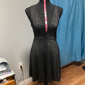 Black and silver mini dress